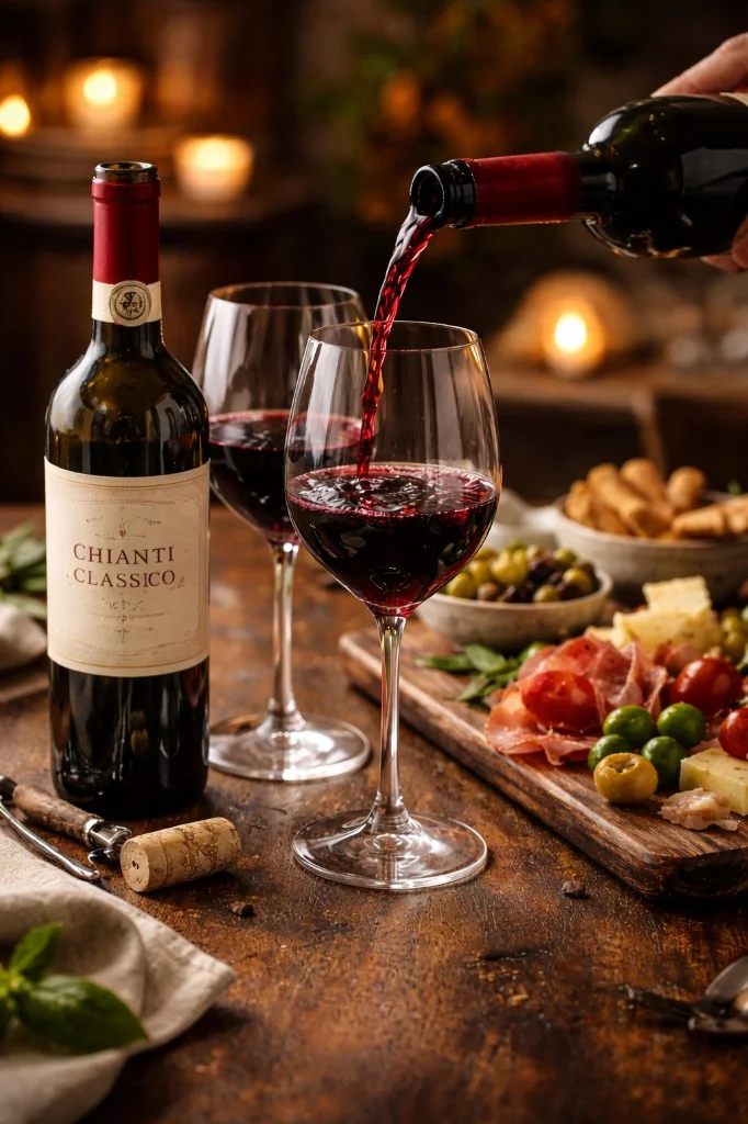 Chianti Classico and charcuterie board - curated Italian wine selection and artisanal antipasti
